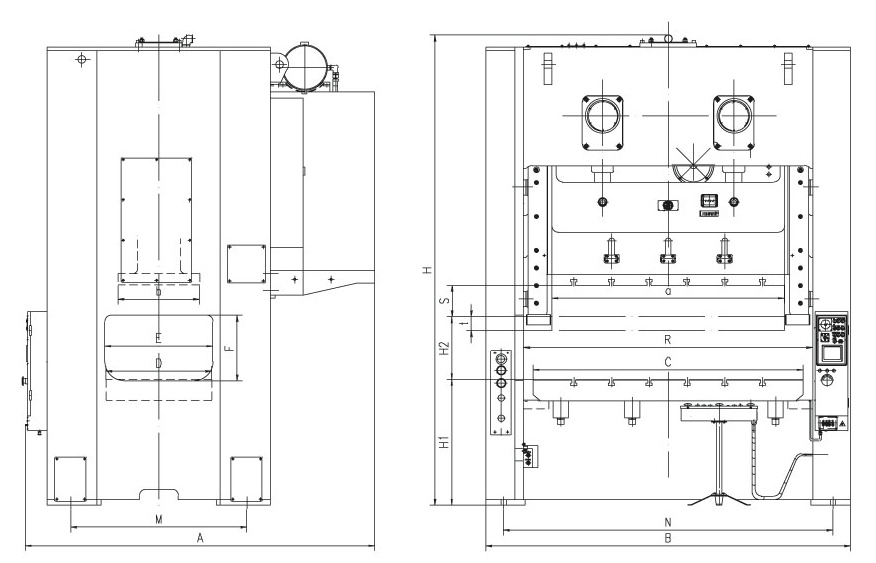 Double Crank Straight Press Dimensions
