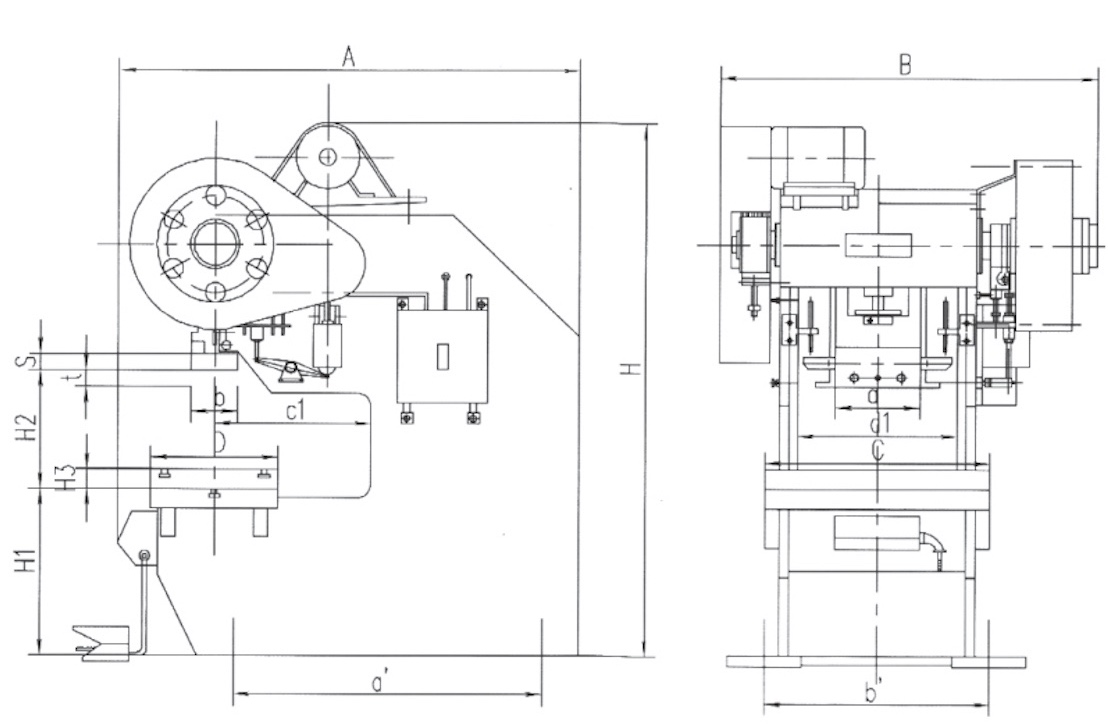 Malalim na mga sukat ng crank press