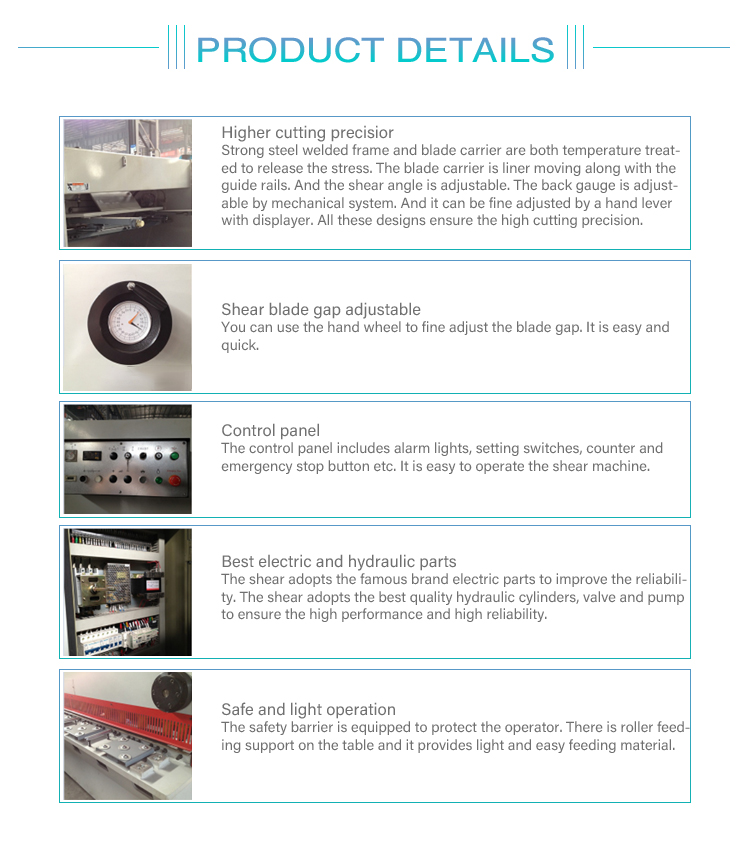 Mga detalye ng mga makina ng guillotine